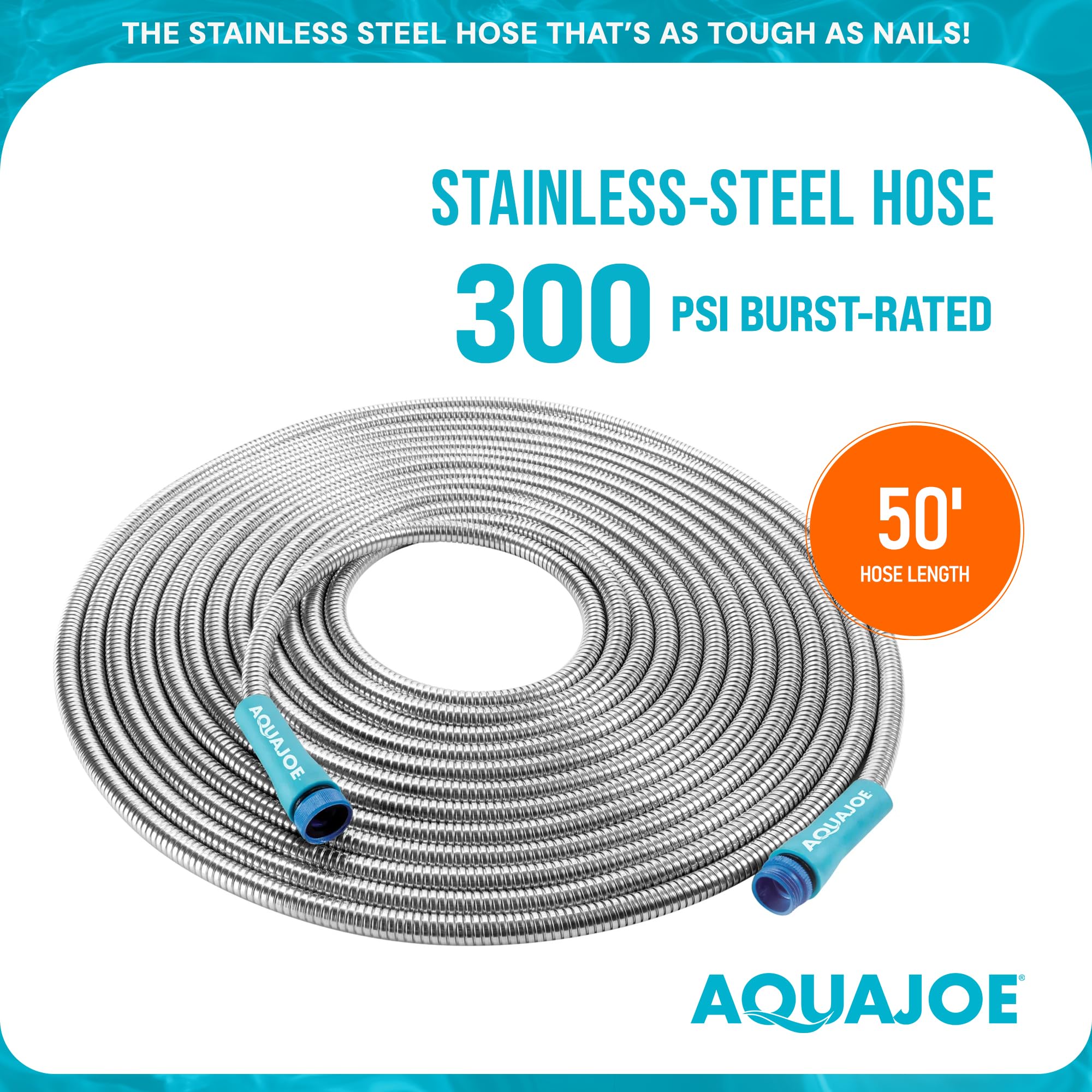 Aqua Joe AJSGH50 in action watering garden beds with steady stream.