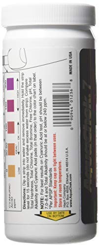 AquaChek bottle label close-up highlights brand quality and reliability.