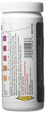 AquaChek bottle label close-up highlights brand quality and reliability.