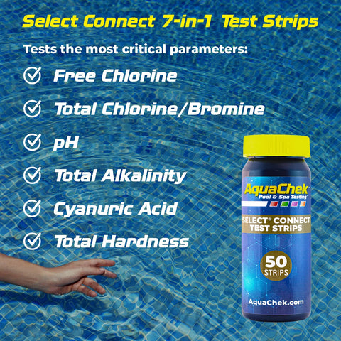 AquaChek Connect app interpreting results and guiding pool chemical plans.