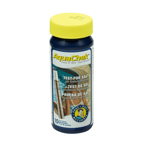 AquaChek salt test strip titrators pack enables quick pool salt level checks.