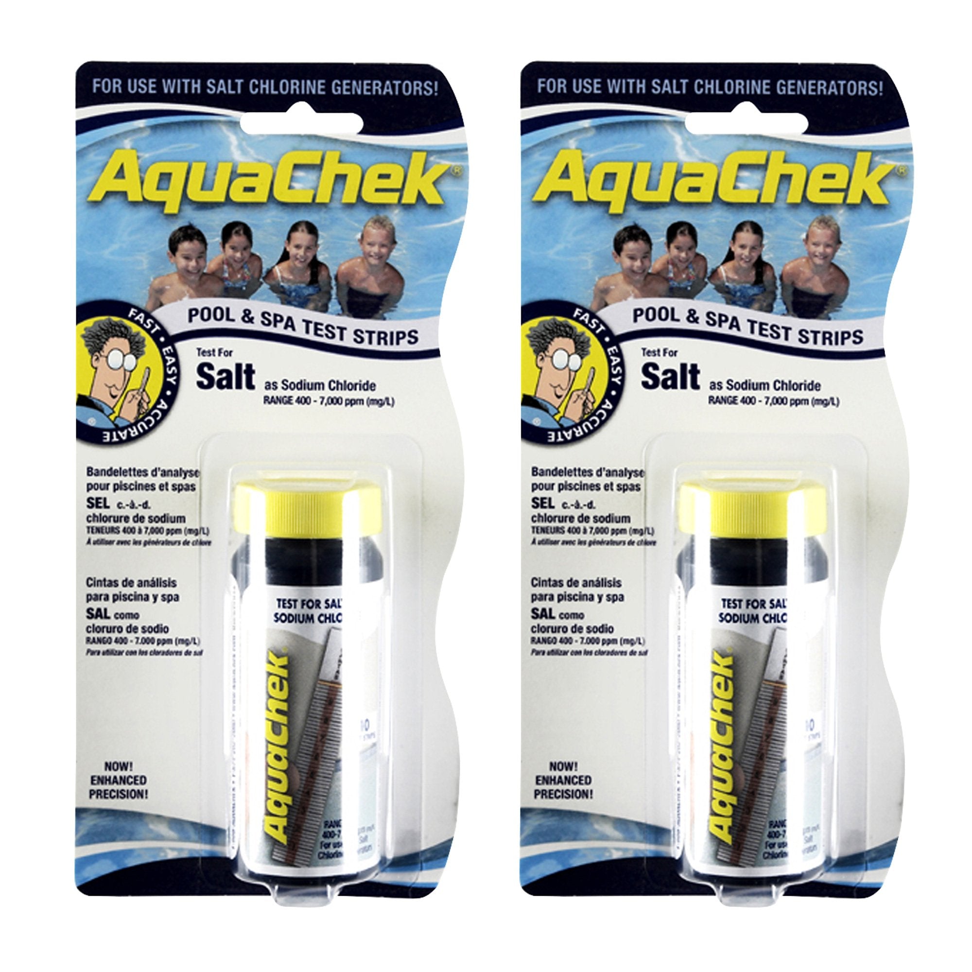 AquaChek salt test strips two-pack front view for quick pool salt checks