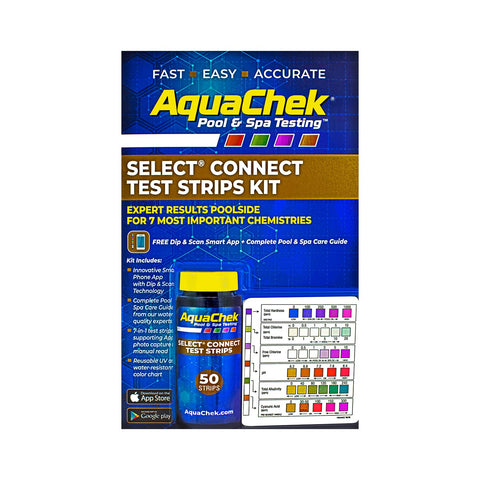 AquaChek Select Connect strip pack for seven tests, quick pool balance checks.