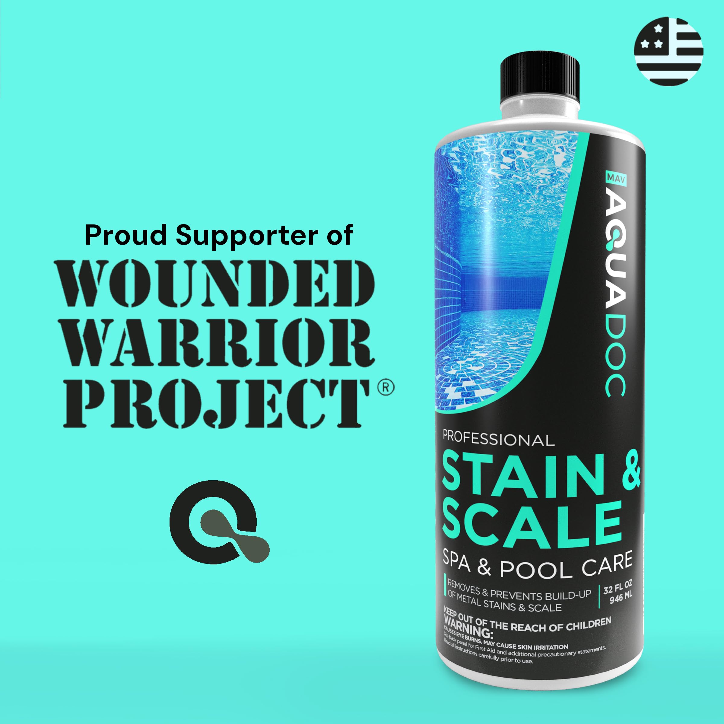 AquaDoc hard water decreaser bottle softens water to reduce mineral buildup.