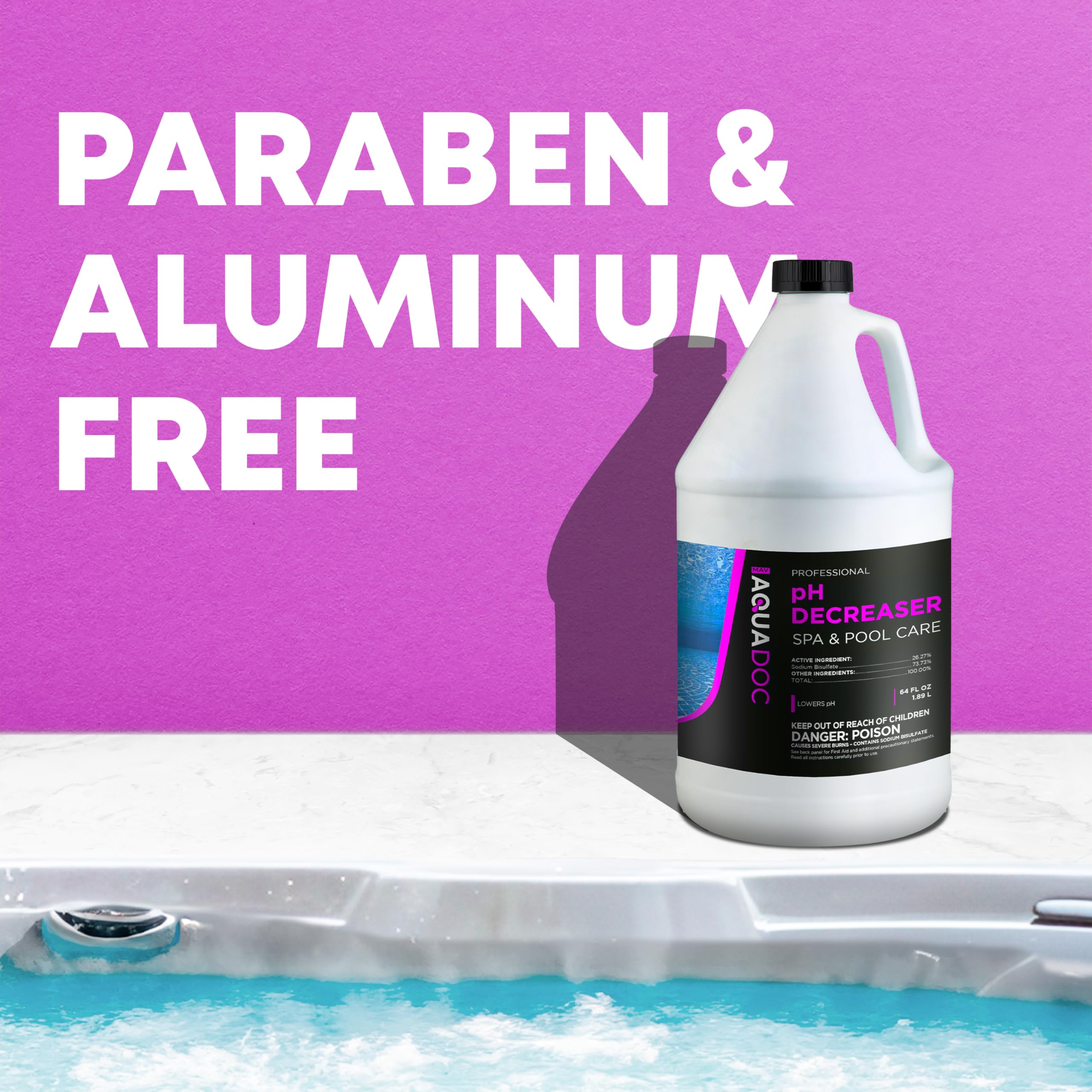 Aquadoc hot tub chemicals in use keeping water clean.