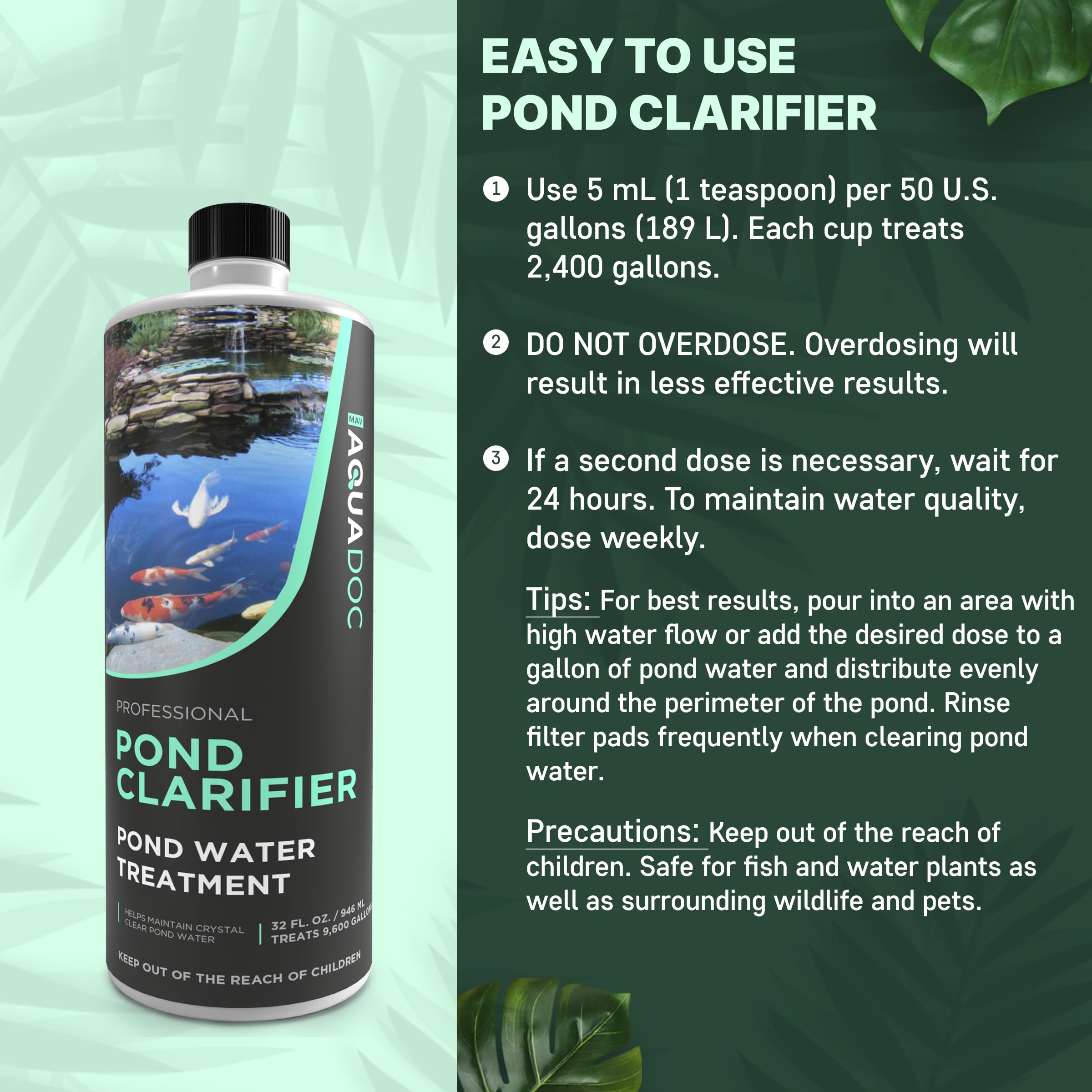 AquaDoc outdoor pond clarification suits garden water features.