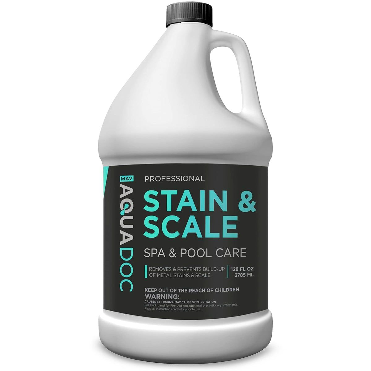 MAV AquaDoc bottle pour demonstrates easy application for mineral stain control in pools