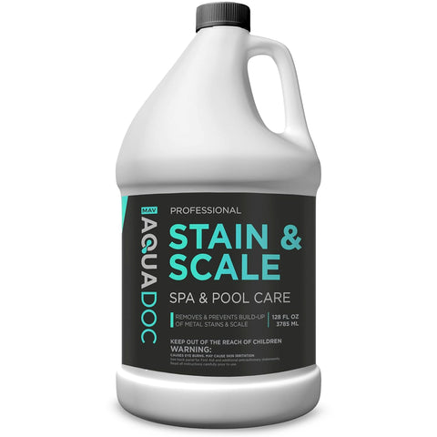 MAV AquaDoc bottle pour demonstrates easy application for mineral stain control in pools