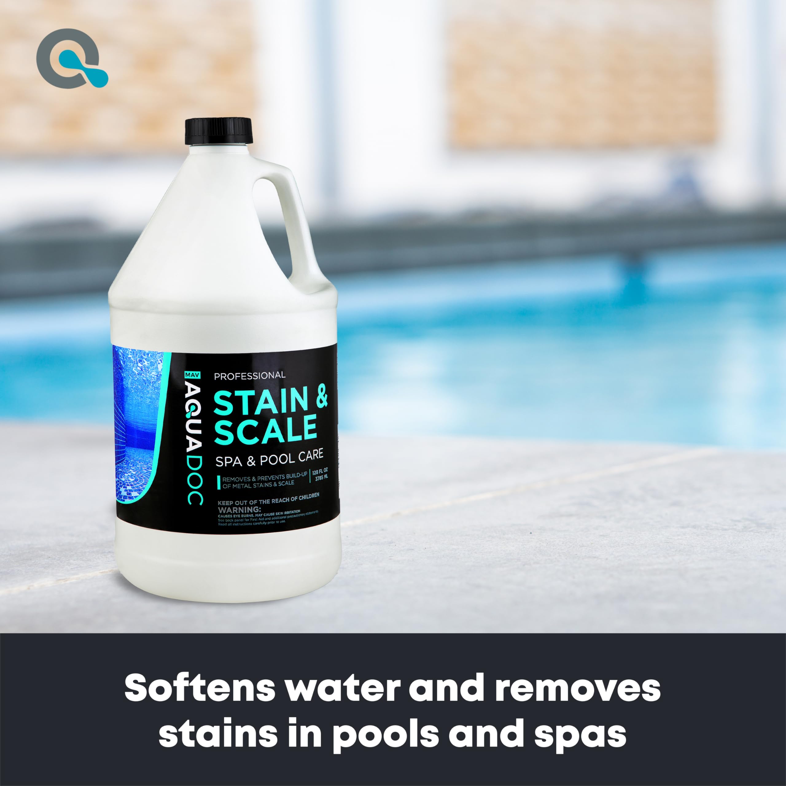 MAV AquaDoc scale remover targets calcium deposits on pool walls for clearer water