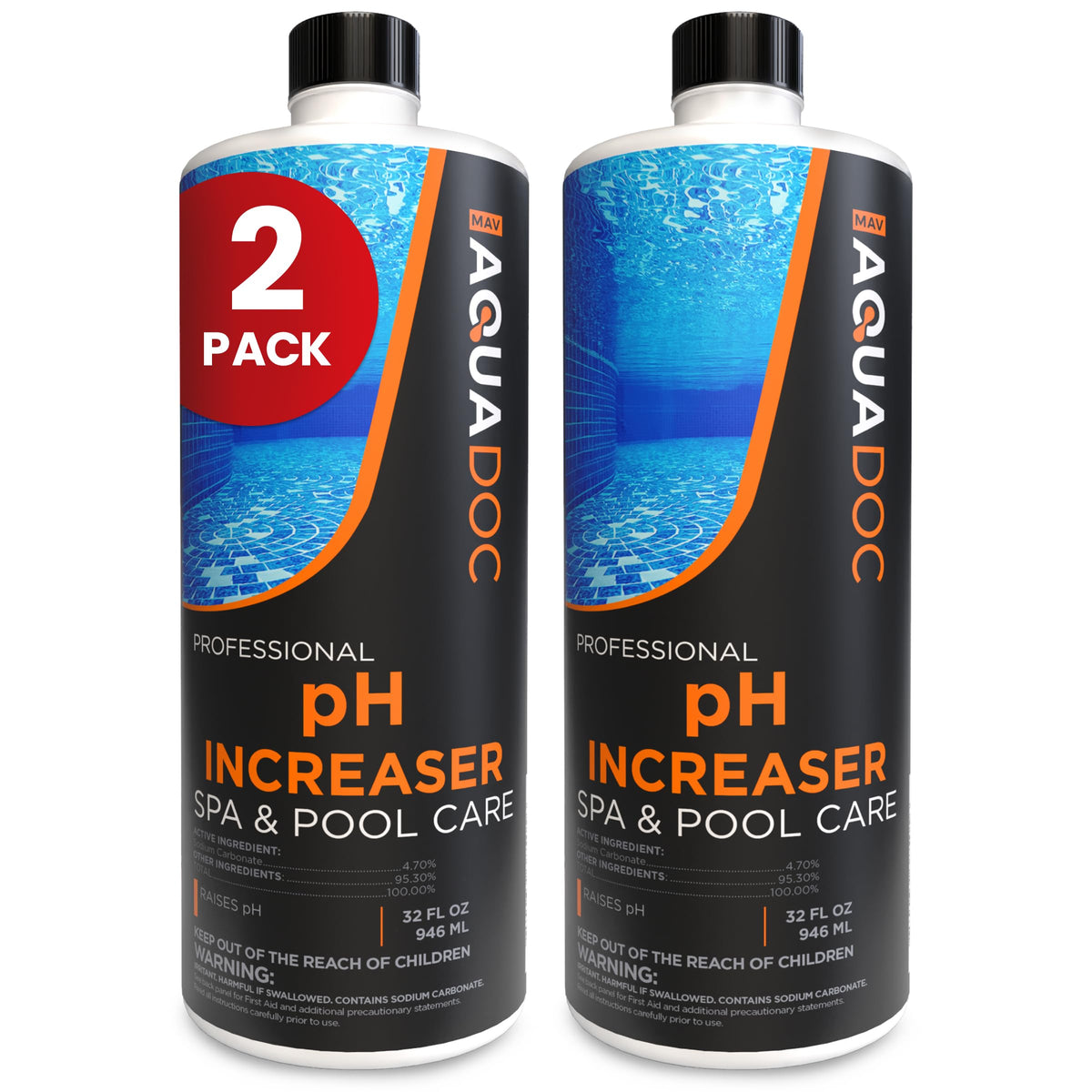 AquaDoc Spa pH Increaser bottle pour promotes balanced hot tub water