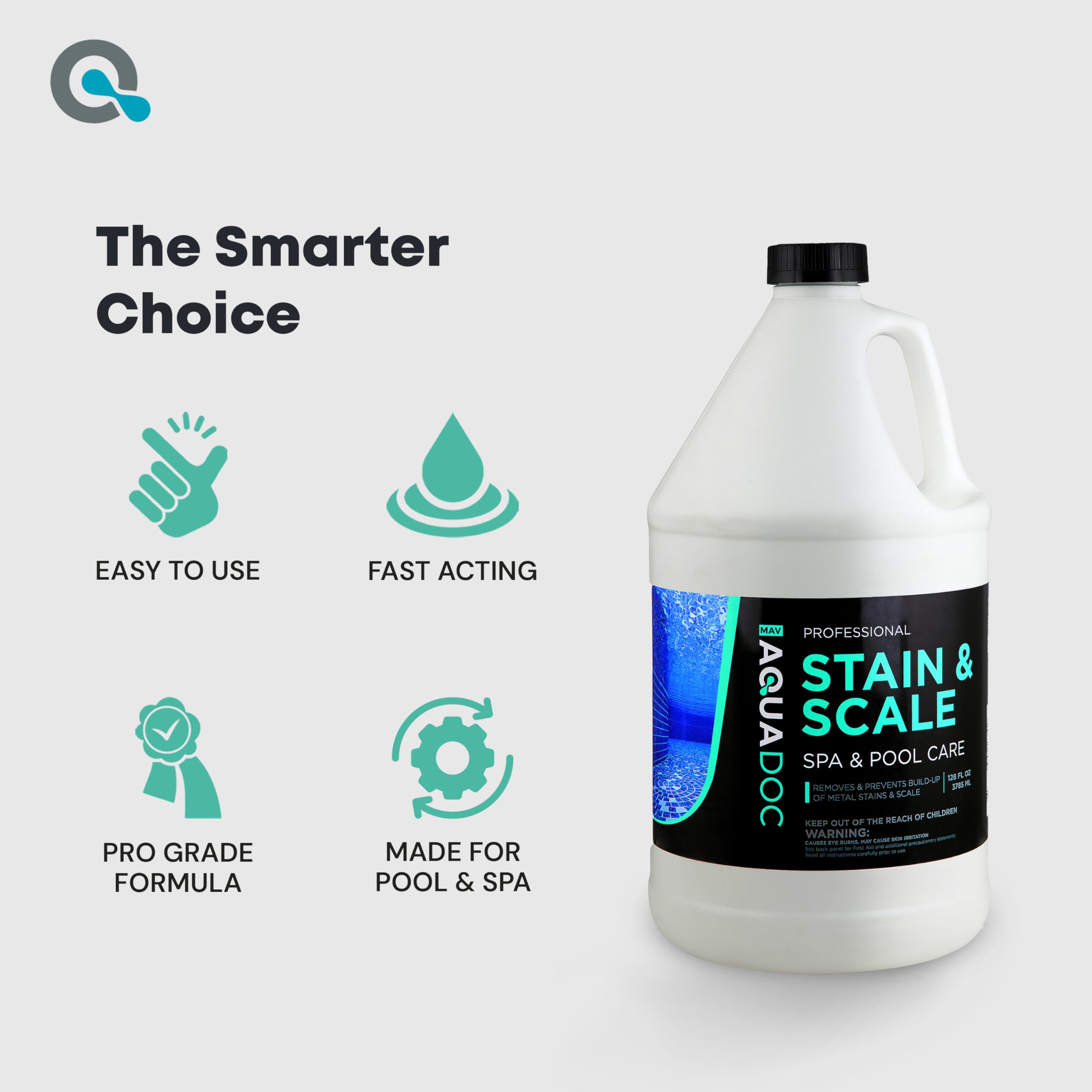 AquaDoc works on plaster, vinyl, fiberglass, quartz, pebble, and painted finishes