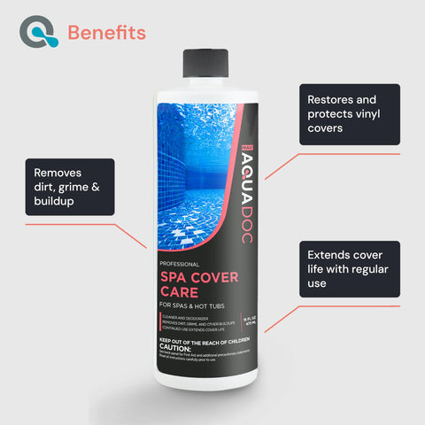 AquaDoc vinyl cover care being applied to maintain surface of spa cover.