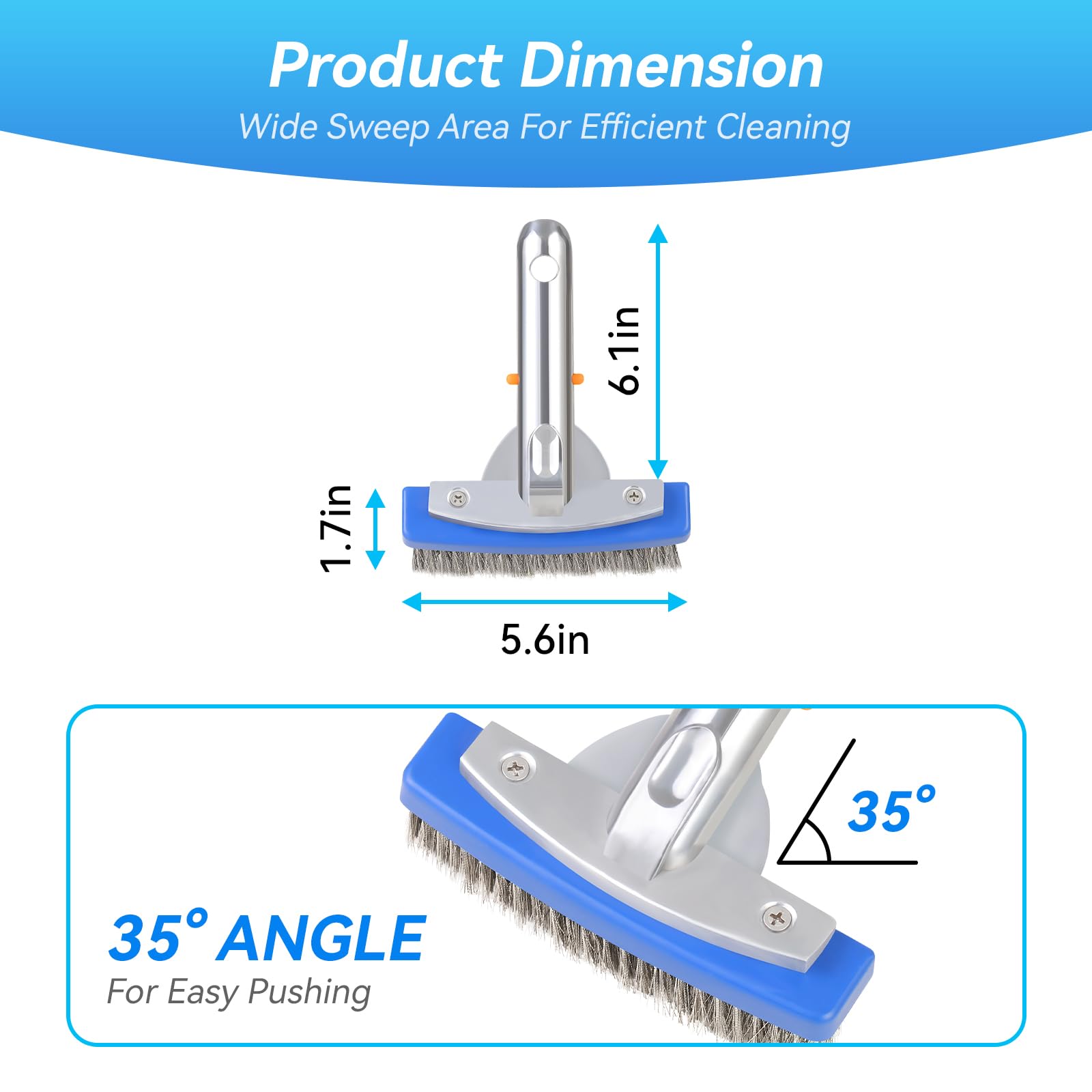 AQUAFLY brush with 35° angled handle for easier underwater scrubbing.