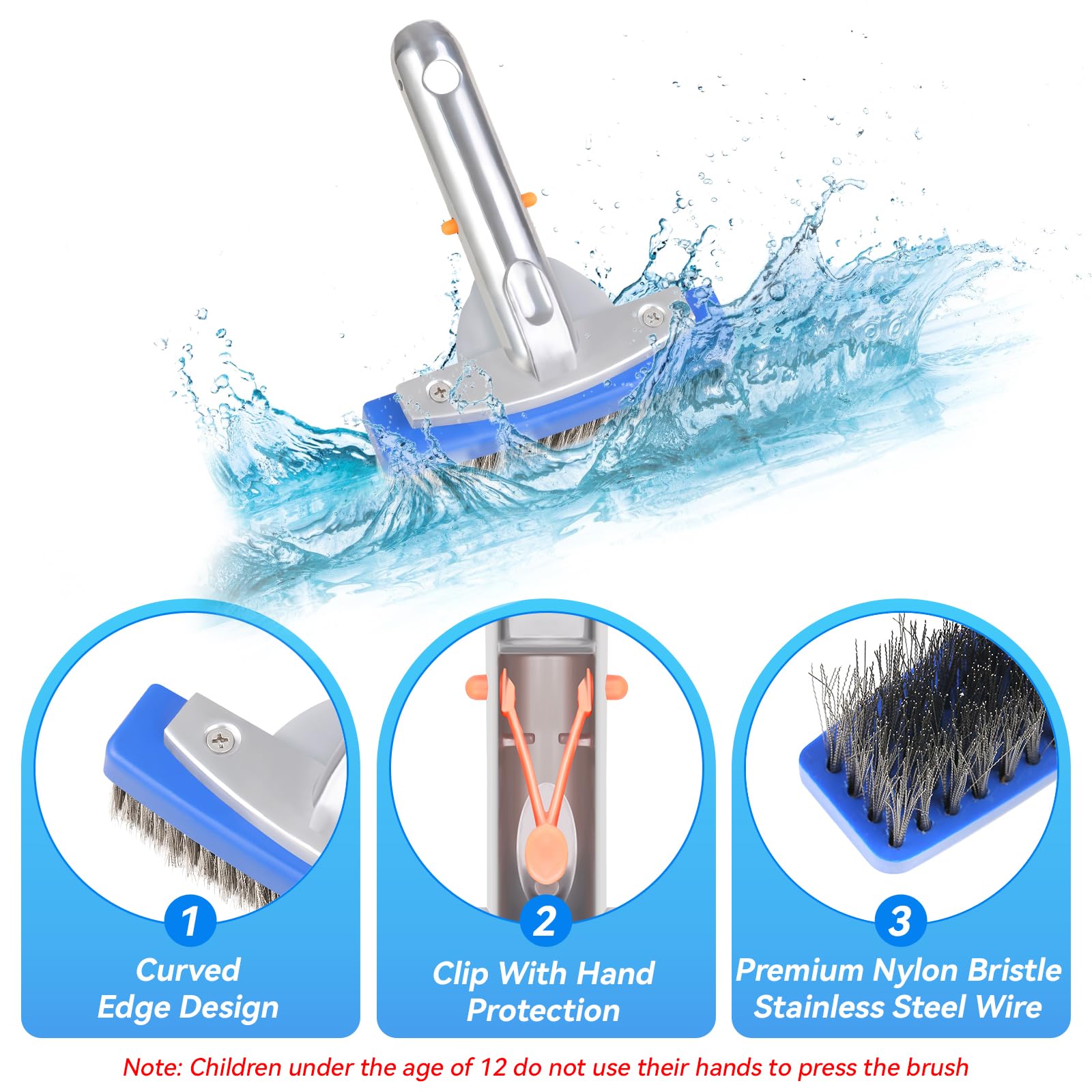 AQUAFLY brush in action underwater cleaning pool walls and floors.