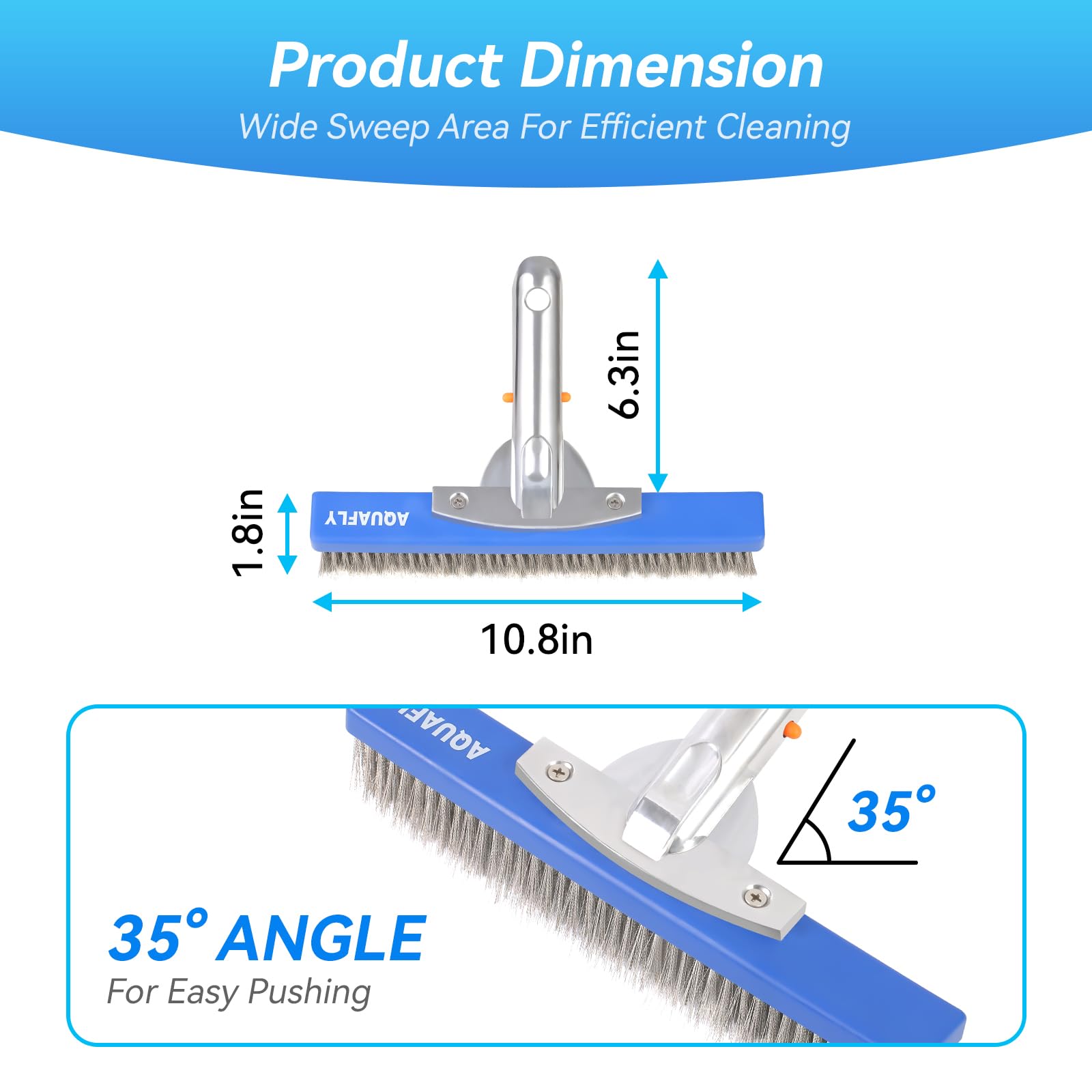 AQUAFLY lightweight handle with aluminum-zinc core for fatigue-free cleaning.