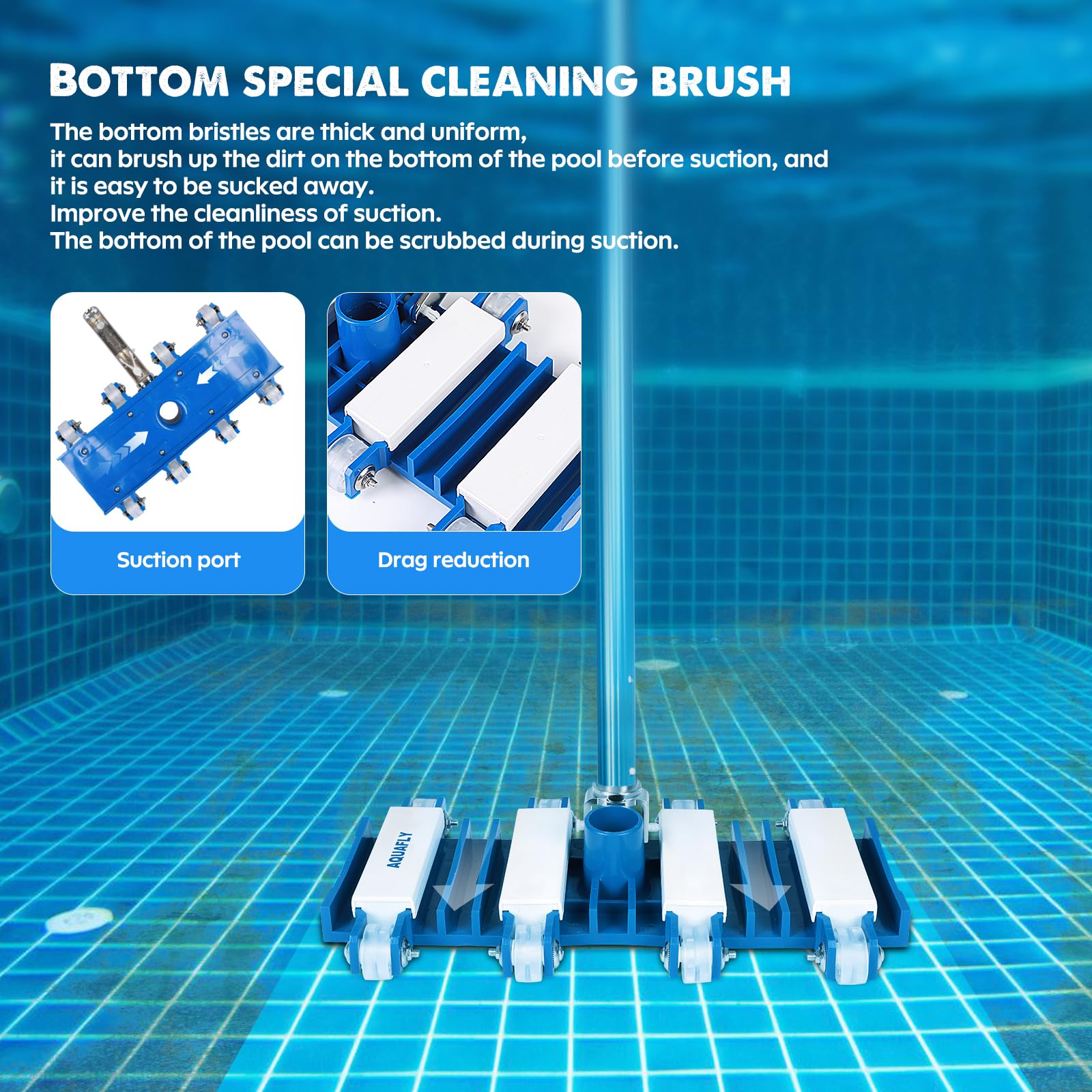 AQUAFLY pool vacuum head is easy to assemble with standard components.
