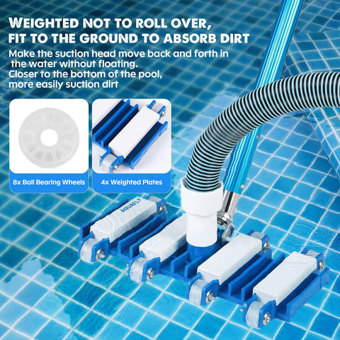 AQUAFLY pool vacuum head attaches to a telescoping pole securely.