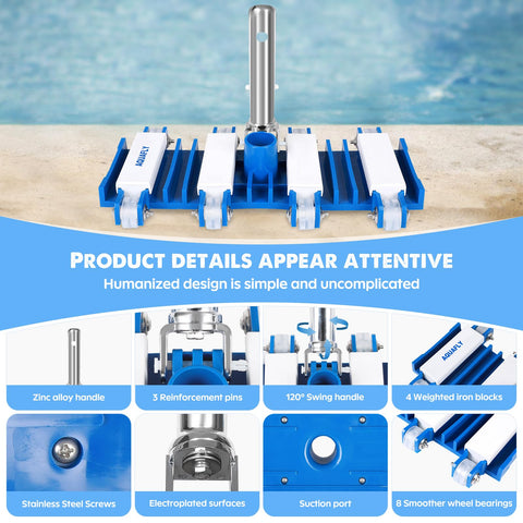 AQUAFLY pool vacuum head features rotating swivel for precise corner access.