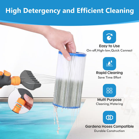 AQUAFLY versatile cleaner shown cleaning hot tub, spa, and pool filters
