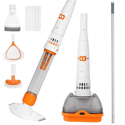 Aquafysh all-in-one vacuum docked for charging, ready for quick pool cleaning.
