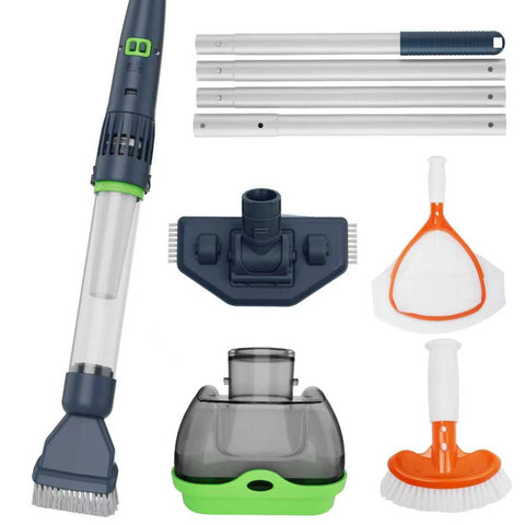 AQUAFYSH all-in-one vacuum front view for quick pool cleaning.