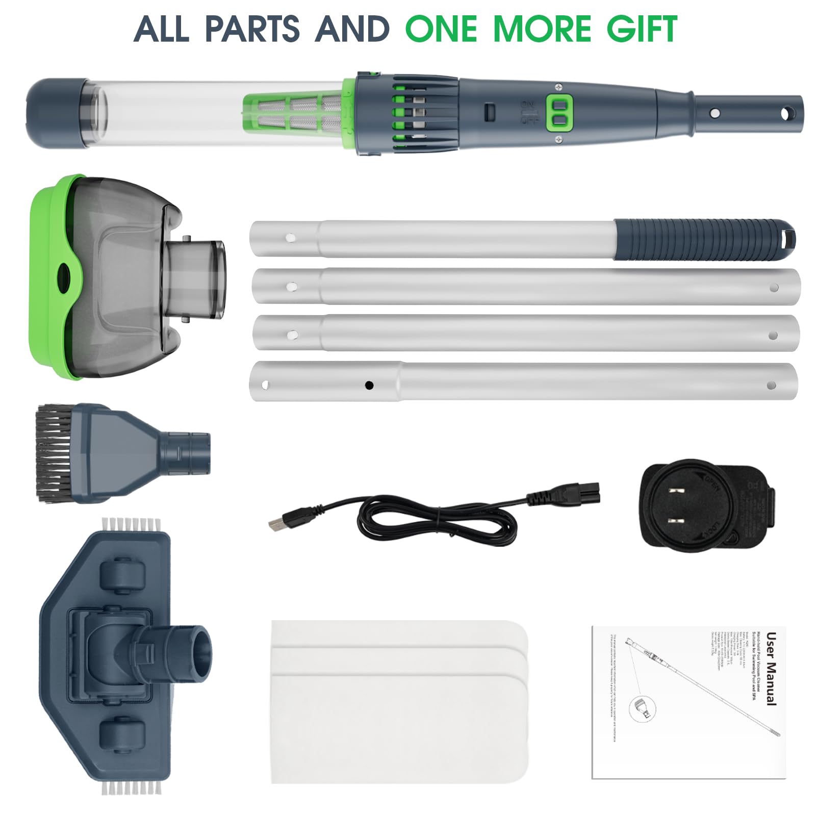 AQUAFYSH cleaning pole kit expanding reach for gutters and corners.
