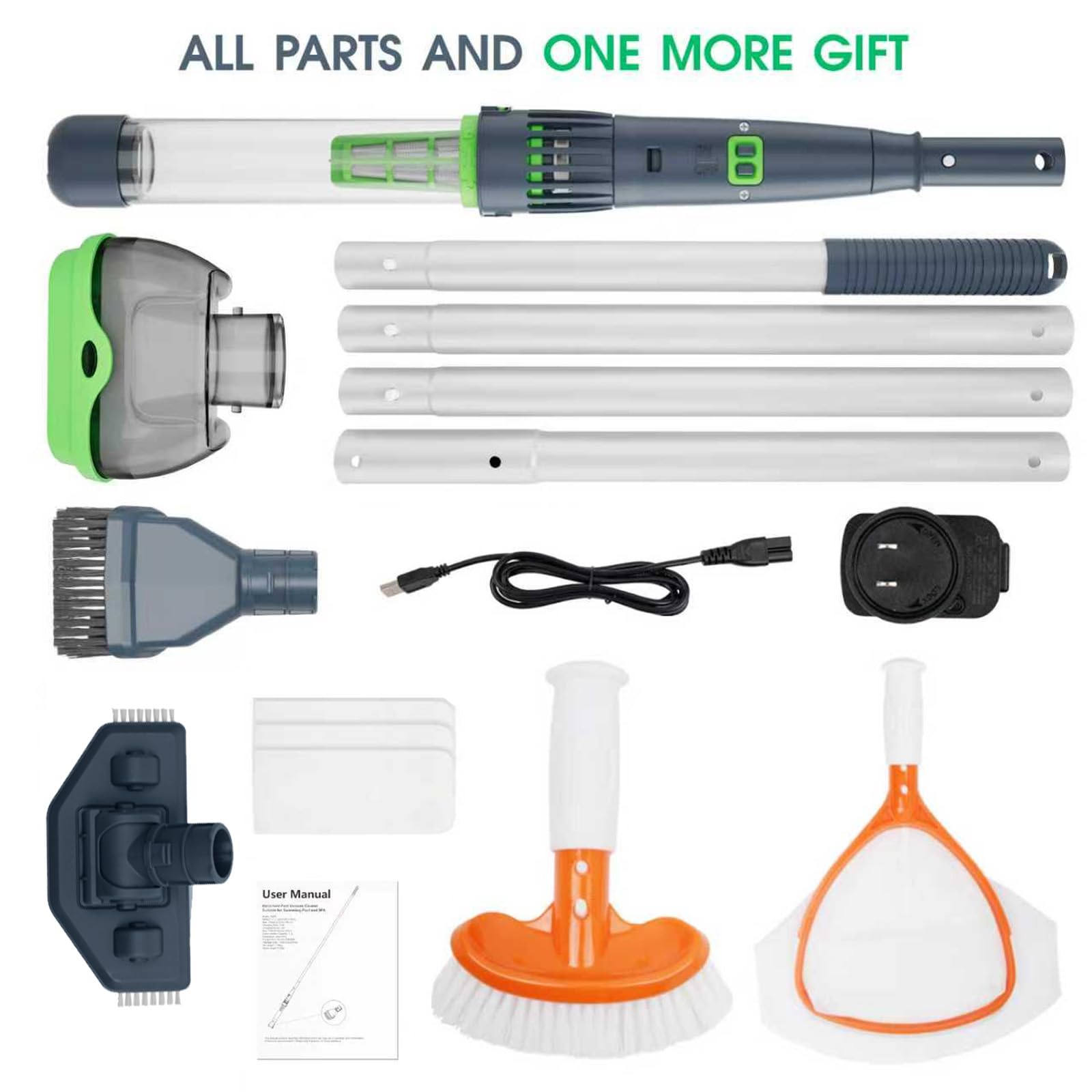 AQUAFYSH rechargeable vacuum storage dock ensures tidy, ready-to-use setup.
