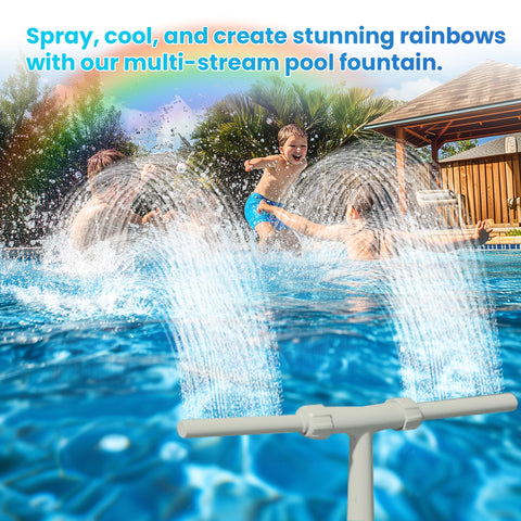 AquaJoyer 8-heads adjustable spray for versatile pool water patterns at gatherings.