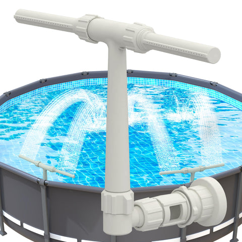 AquaJoyer pool fountain dual spray left view shows powerful jets for cooling and fun.