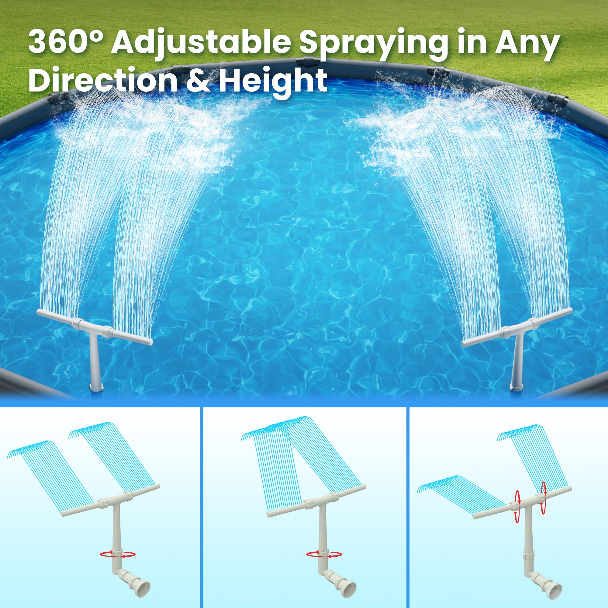 AquaJoyer universal-fit jets fit 1-1/4 in and 1-1/2 in returns for easy setup.