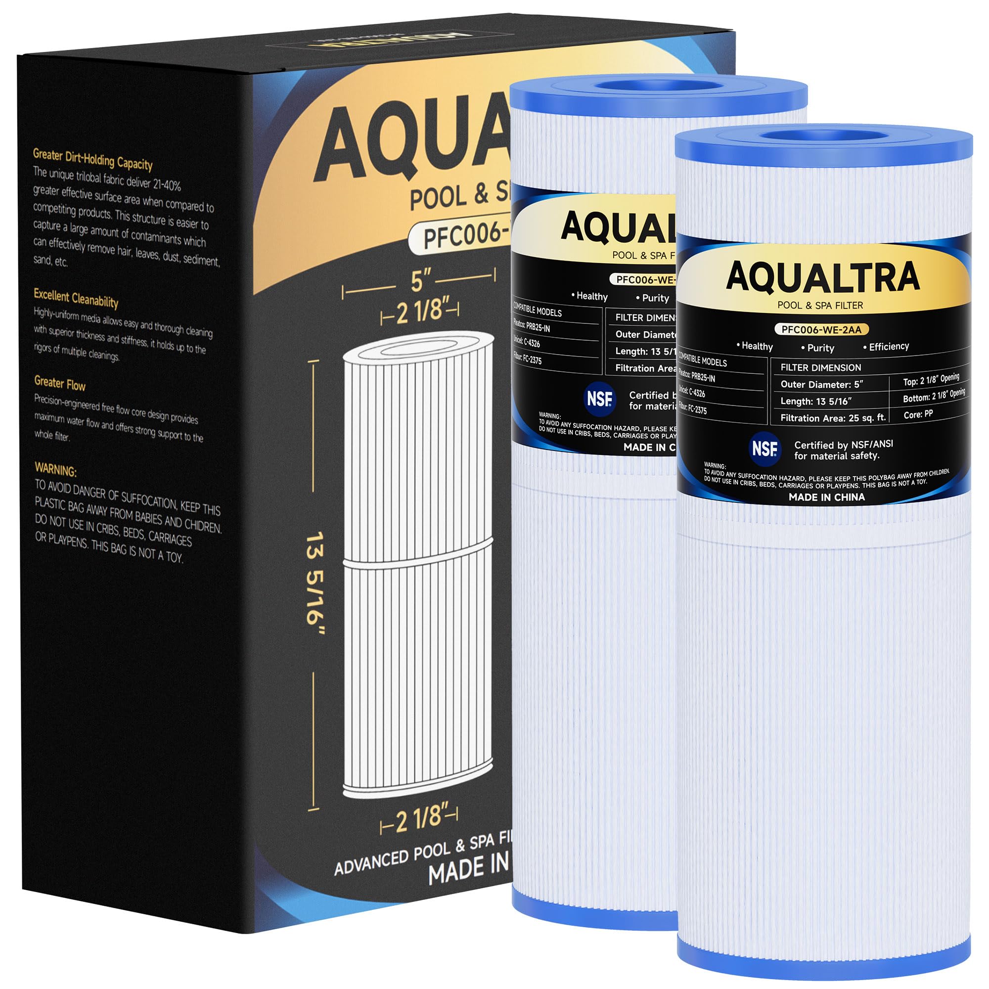 AQUALTRA PRB25-IN spa filter side view showing easy installation