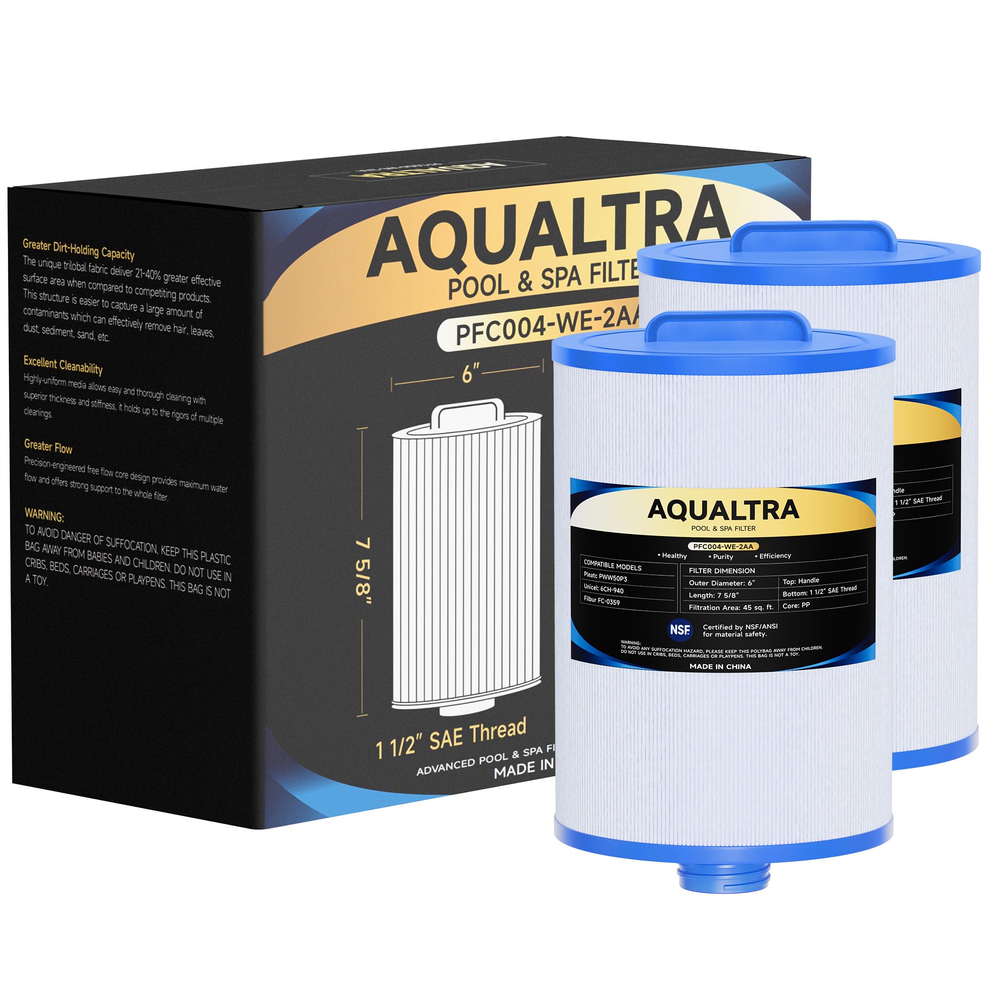 AQUALTRA 6CH-940 spa filter with circular handle for quick secure installation.
