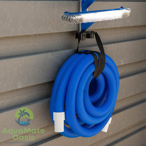 Aquamate Oasis brush storage keeps pool brushes ready for quick cleaning.