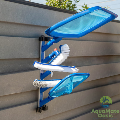 Aquamate Oasis vacuum hose storage keeps hoses neatly coiled and off the ground.