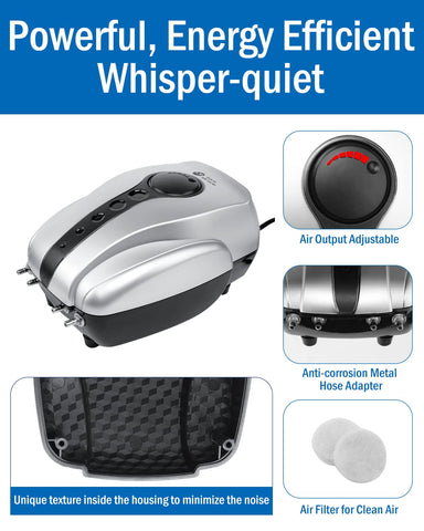 AquaMiracle four-outlet tubing connected to air stones dispersing bubbles