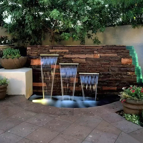 Aquamiracle 8-inch stainless-steel spillway highlights premium build for lasting use.