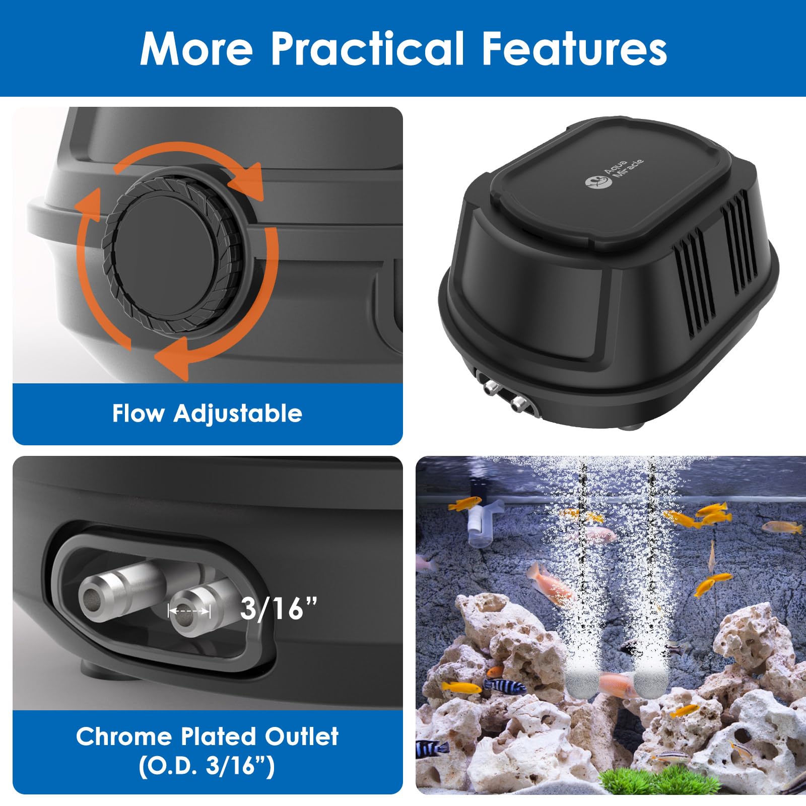 AquaMiracle 2 inch air stones deliver strong oxygenating bubbles