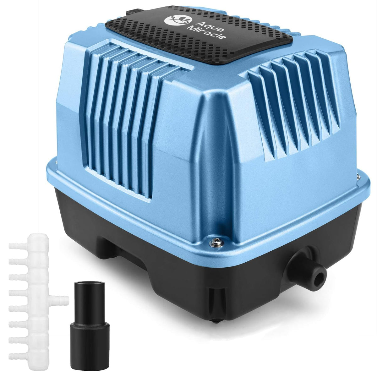 AquaMiracle AP-60 pond aerator front view with copper coil motor for efficient aeration.