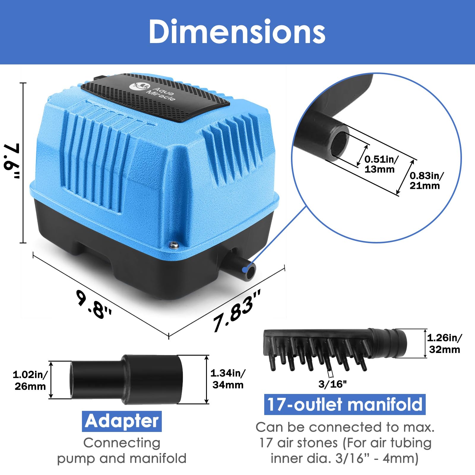 Aquamiracle AP-80 in hydroponics setup shows steady air delivery