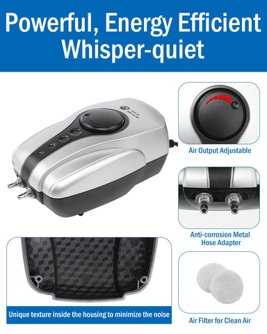 Aquamiracle dual-outlet air tubes improving circulation and surface agitation
