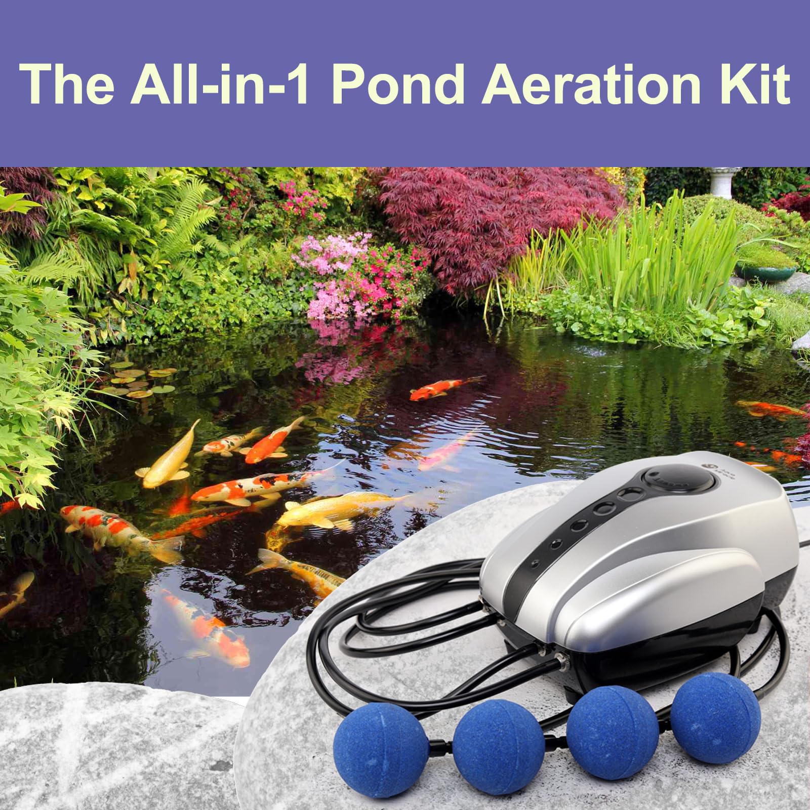 AquaMiracle four-outlet aerator with air stones for even oxygenation