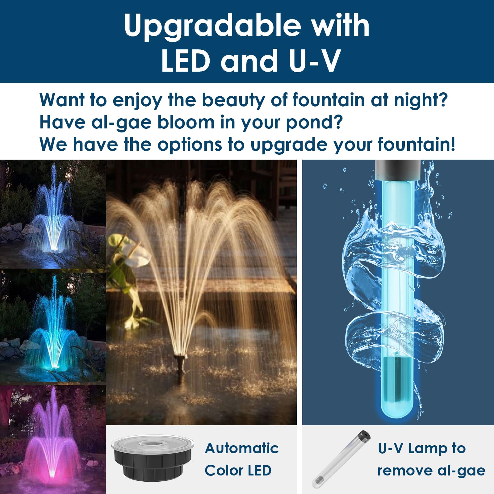 AquaMiracle pump reaches up to 9ft head height for elevated water displays.