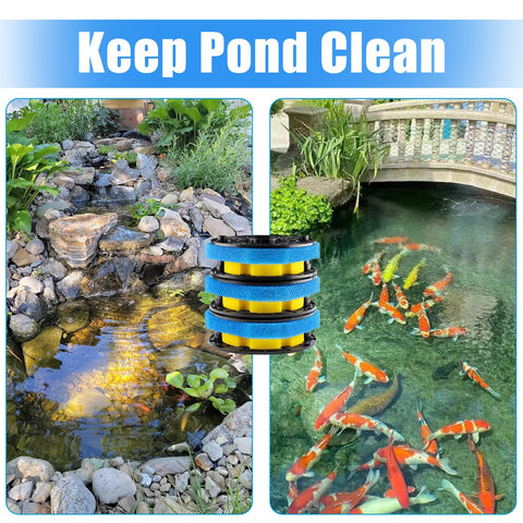 AQUANEAT six-piece sponge set ready for pond filter replacement.