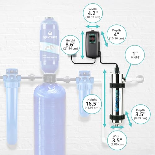 Aquasana UV purifier with chrome look fits indoor installation seamlessly.