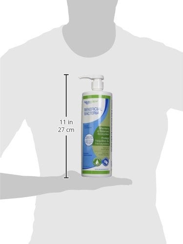 Aquascape Beneficial Bacteria Liquid bottle label closeup notes coverage up to 20,000 gal
