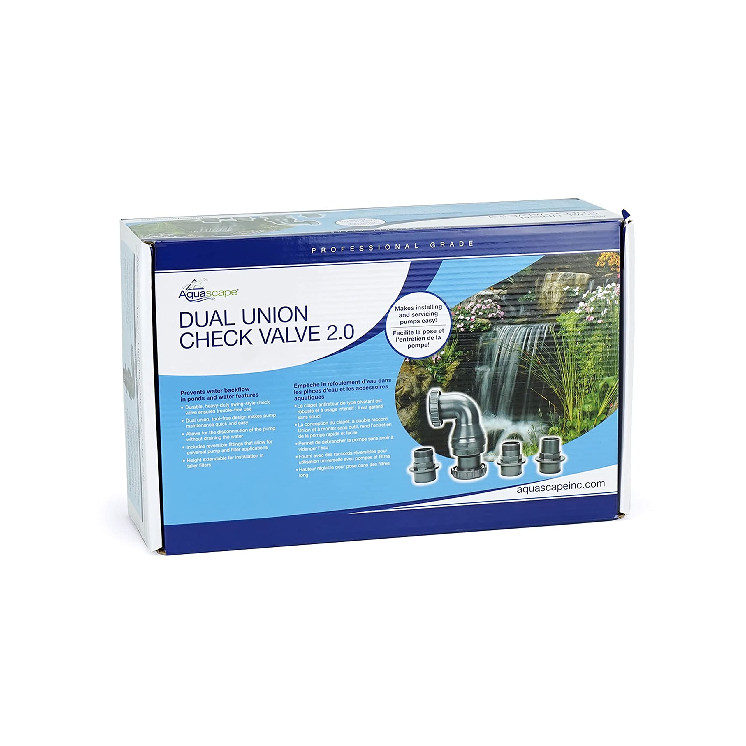 Aquascape Dual Union Check Valve 2.0 height extension supports taller filters and pumps.