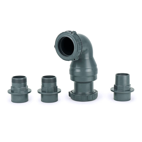 Aquascape Dual Union Check Valve 2.0 connects pump lines inside pond skimmers for seamless operation.