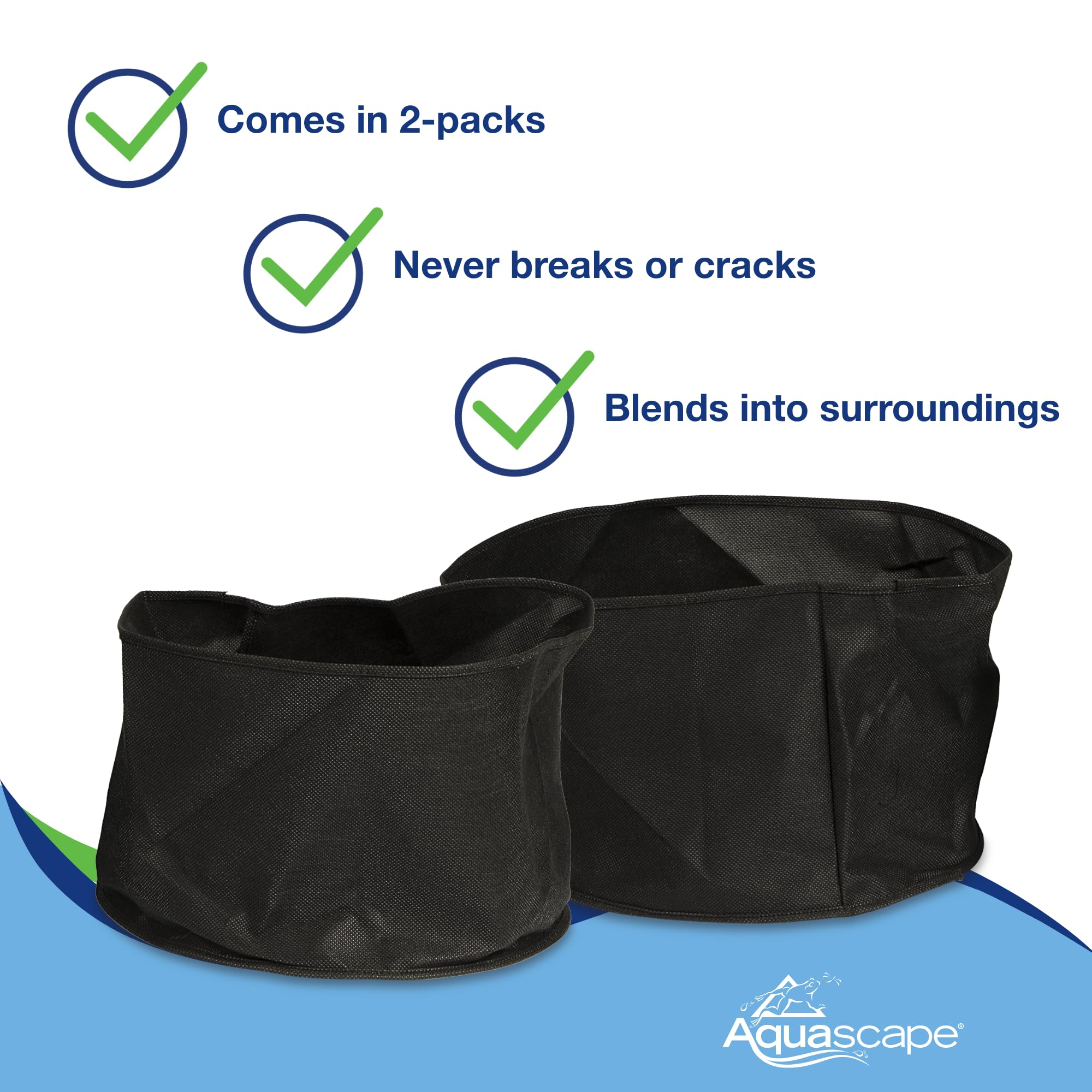 Aquascape fabric plant pot 12in round close-up porous highlights blends with pond décor