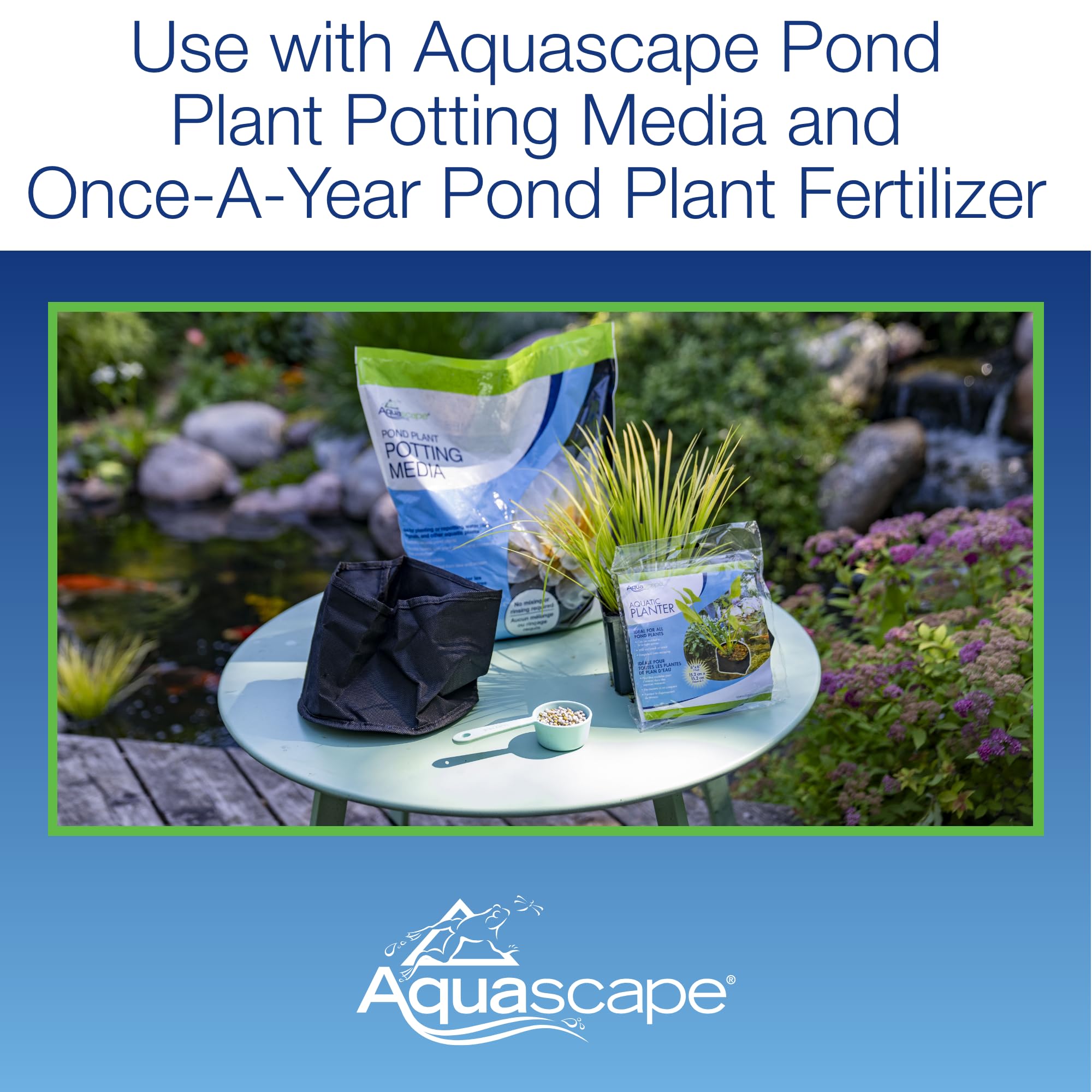 Aquascape fabric plant pot 12in round pond context demonstrates easy planting in water garden