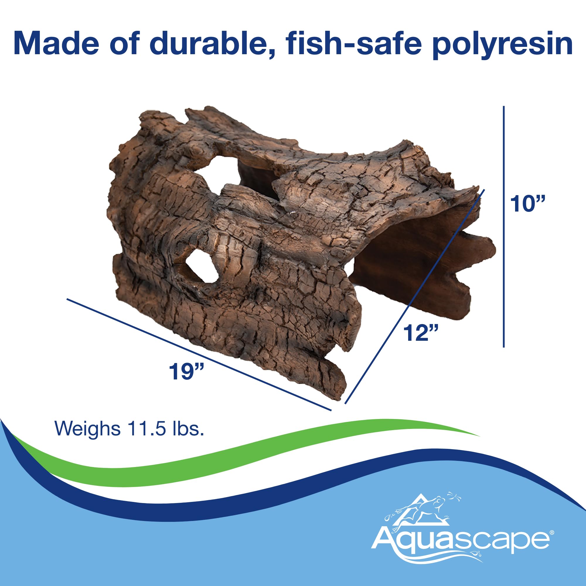 Aquascape faux log fish cave suitable for new or existing ponds.